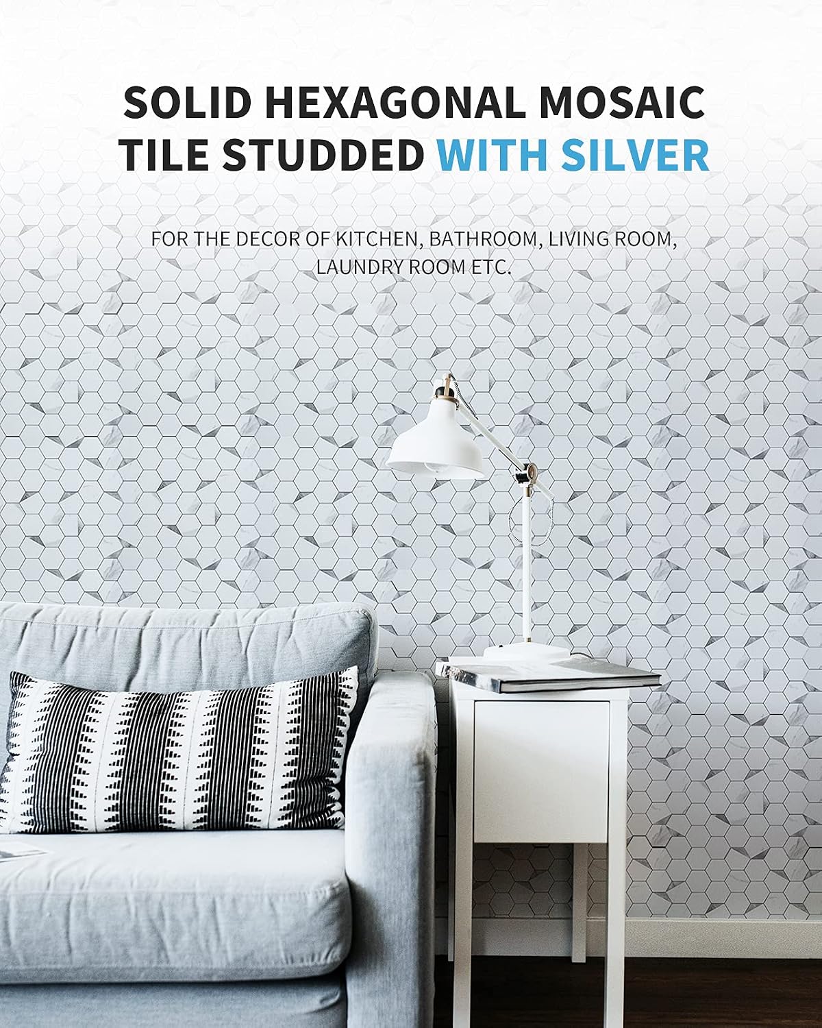 Art3d 6-Sheet Peel and Stick Backsplash for Kitchen Décor, Self-Adhesive Tile Hexagon Mosaic Tiles