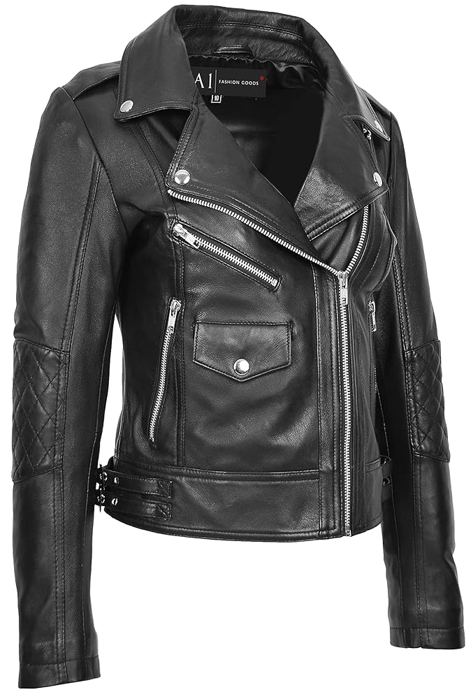 A1 FASHION GOODS Womens Trendy Biker Style Leather Jacket A1 FASHION GOODS Womens Trendy Biker Style Leather Jacket