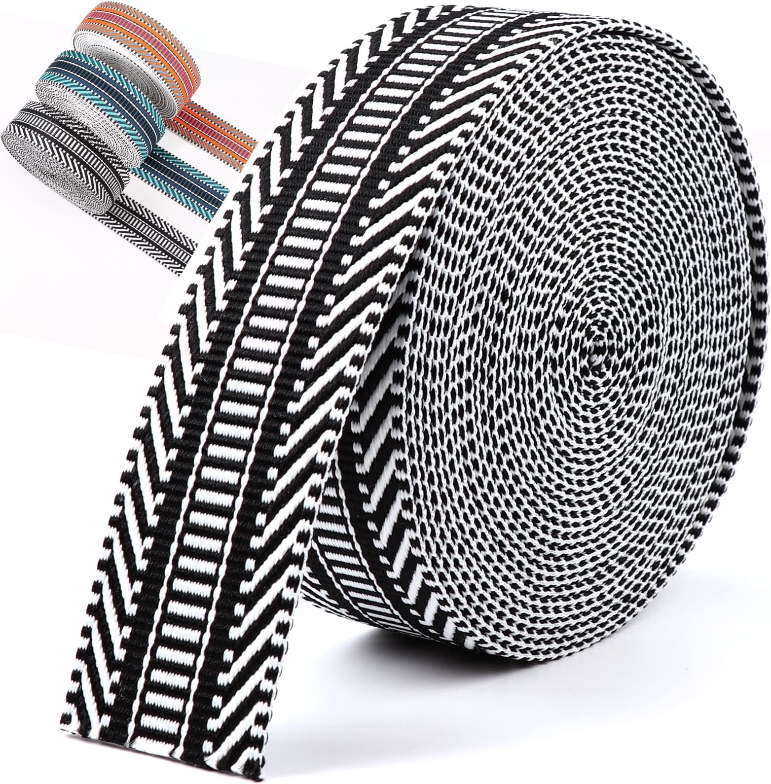 PECMER Nylon Webbing 1.5 inch -6 Yards Black Jacquard Cotton Webbing -Straps Seat Belt Ribbon Polyester Webbing for Crafts Pet Collars Leash Backpack Strap Belt -38mm 1 1/2 inch