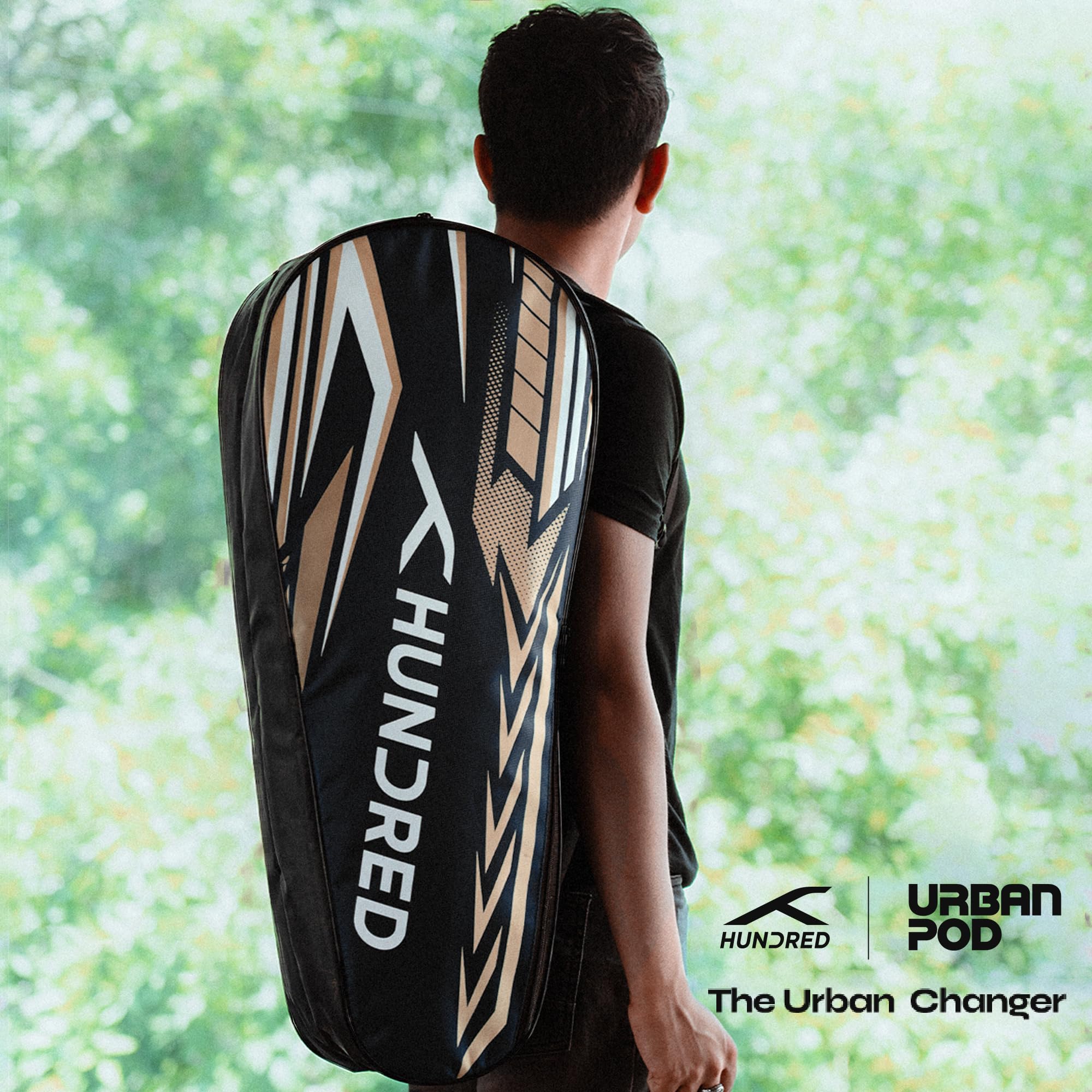 HUNDRED Urban Pod Badminton Kit-Bag | 3 Spacious Compartments | Double Zipper Closure