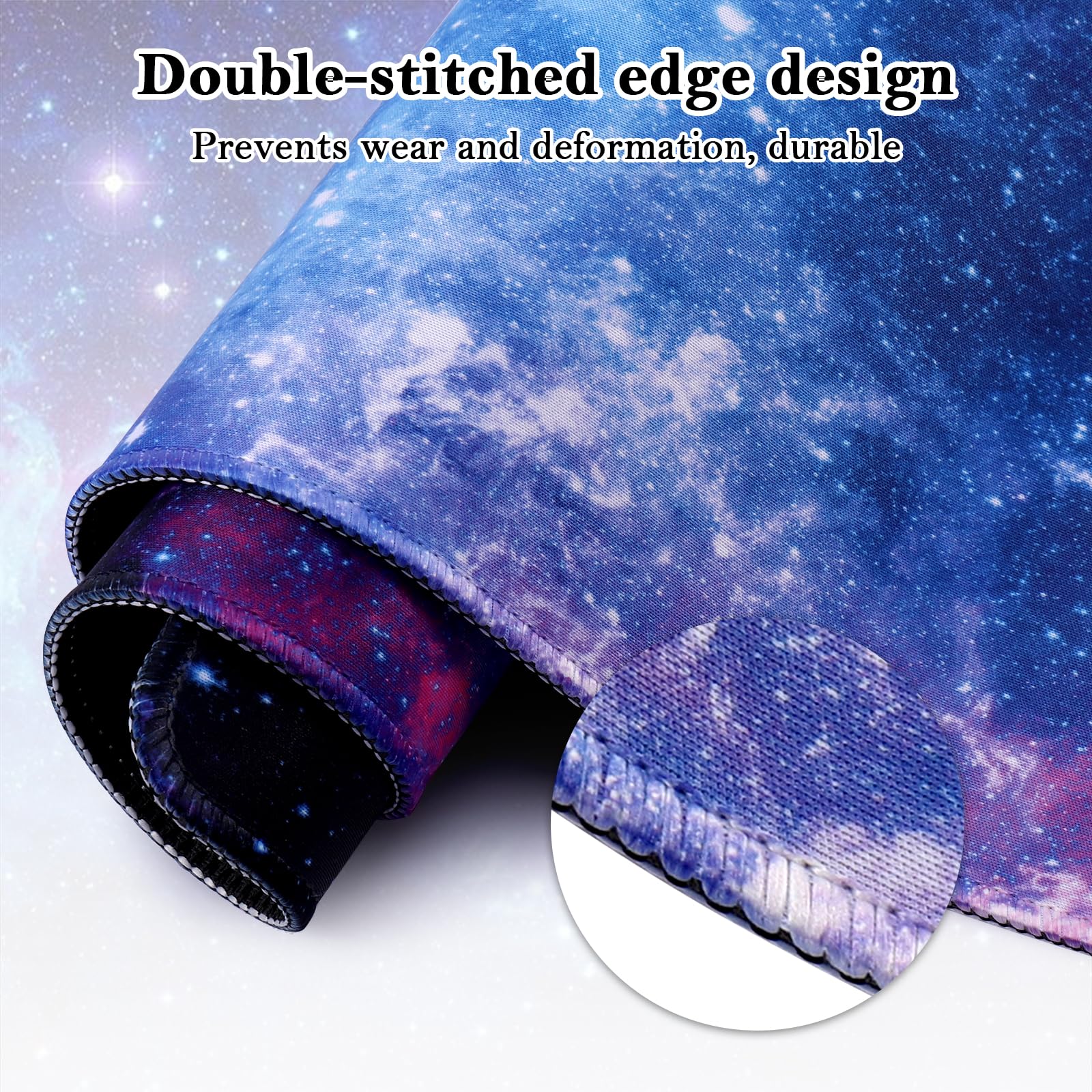 Yimomoyi Nebulosa Galassia Tappetino Mouse XXL, Tappetino Scrivania Grande con Base in Gomma Antiscivolo, Mouse Pad 800 x 300 x 3mm, Tappetino da Gaming con Bordi Cuciti per PC, Laptop (A)