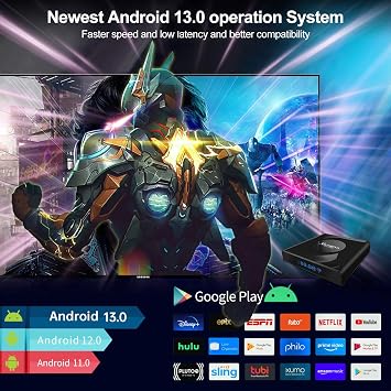 CHROX Android 13.0 TV Box, Smart TV Box 4 Gram RAM 64g ROM RK3528 Quad Core Cortex-A53 CPU/USB 3.0/Ultra HD 4K /HDR 10+/Wifi 2.4/5.8Ghz /BT 5.0 with Wireless Mini Keyboard, 4gb+64gb