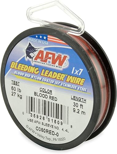 Miniatura 2 de Alambre de pesca americano líder sangrante rojo sangre nylon recubierto 1x7 alambre líder de acero inoxidable