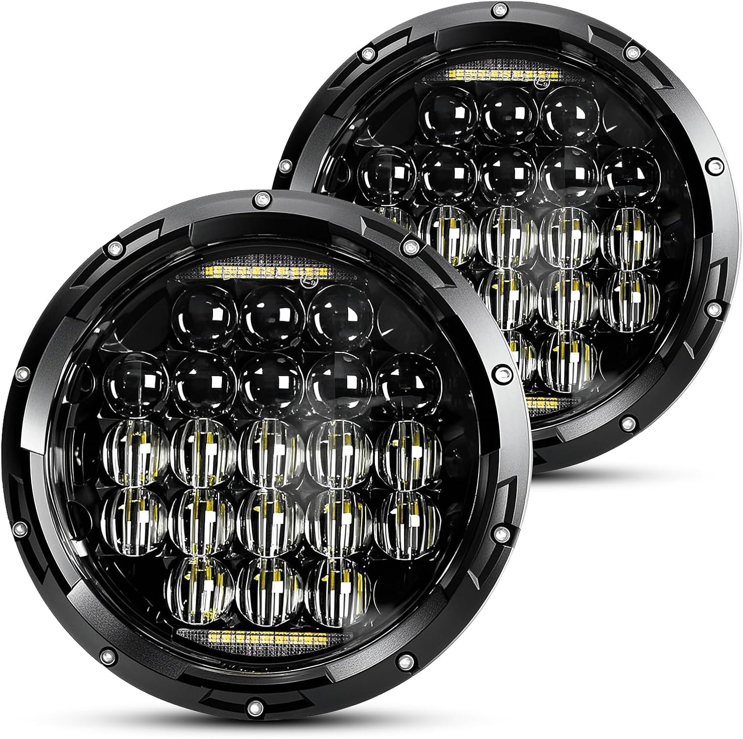 7 Inch Round 5D 130w LED Headlights with DRL Compatible with Jeep Wrangler JK TJ LJ CJ for Motorcycles