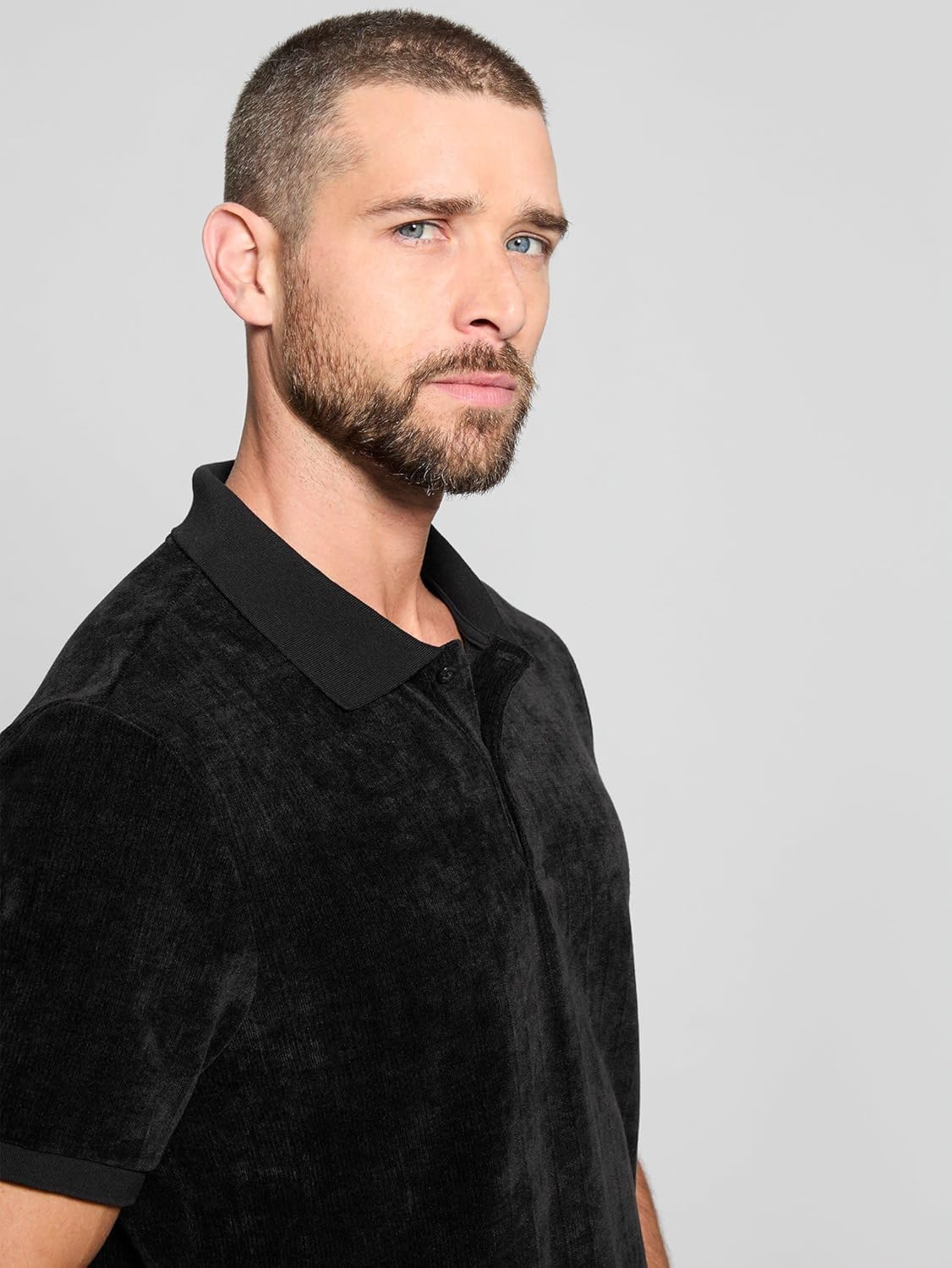 Guess Mens Parker Velour Stripe Polo - Image 3