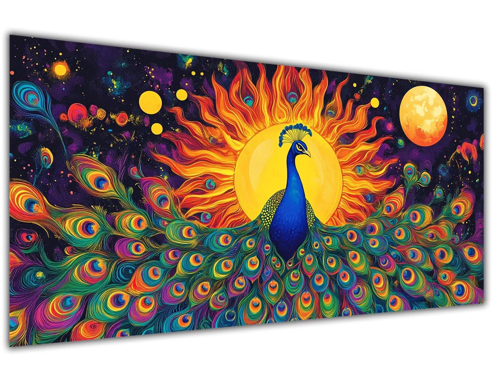 KL494 Duży obraz po numerach, dla dorosłych, 71 x 142 cm, rysunek rysunkowy po numerach, dla dzieci, rękodzieło, paw, dla dorosłych, zestawy, obraz olejny na płótnie, z pędzlami i akrylowym