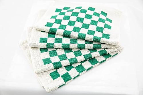 HOHMSP Juego de toallas, toallas a cuadros, 100% algodón, a juego de colores, súper suaves y absorbentes, resistentes a la decoloración, acogedoras,