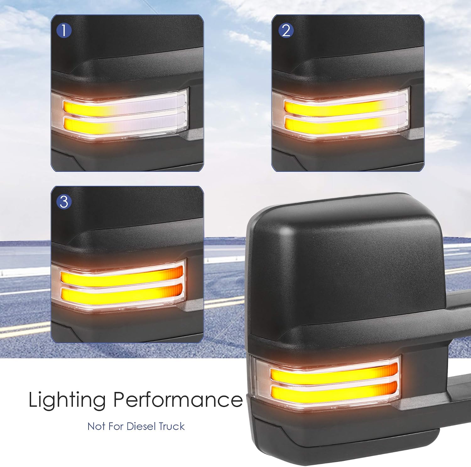 MOSTPLUS Power Heated Towing Mirrors Compatible for 2007-2017 Toyota Tundra/2008-2017 Toyota Sequoia w/Sequential Turn light, Parking Lamp, Blind Spot,Running Light(Set of 2) (Black)