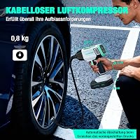 Compresor de aer cu acumulator HAUSHOF 150 PSI 10,3 bari, 4 moduri, mod manual, afișaj digital, oprire automată, pentru bicicletă și motocicletă, 20V 2000mAh 3