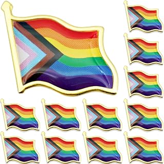 12/25/50/100/200 Pcs Progress Pride Pins Decorations LGBTQ Pins Accessories Pride Decor Bulk Stuff Rainbow Pins Gay Enamel Lapel Pin Progress Pride Month Decorations Gift for Parade Party, Flag