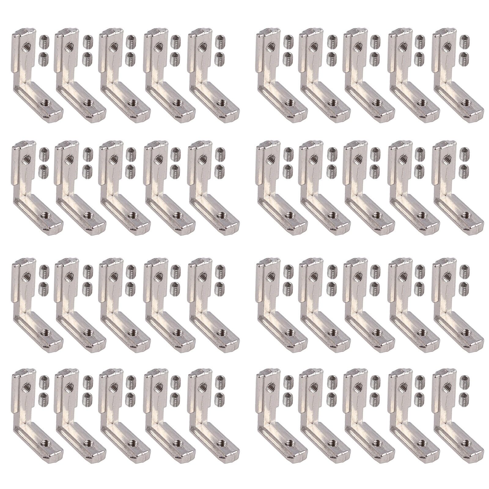 Bohaner 20Pcs Corner Bracket T Slot 2020 Series 20x20MM L-Shape 90 Degree Interior Inside Corner Connector Joint Bracket Aluminum Profile Interior Joint with M5 Screws for 2020 Series T Slot