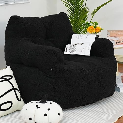 DKLGG Puf para adultos, puf gigante con relleno incluido, de piel sintética, sofá de espuma viscoelástica, con reposabrazos para sala de estar,