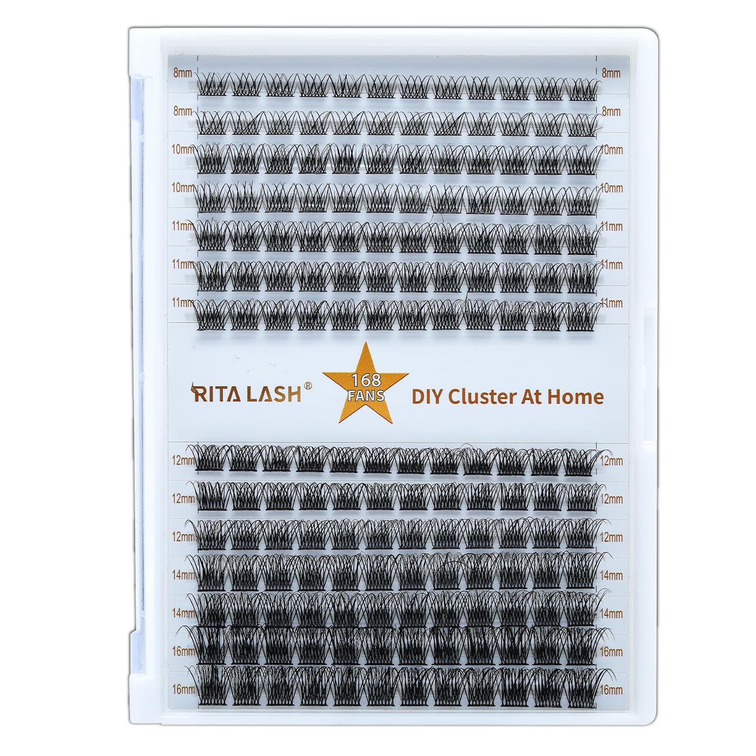 RITALASH Lash Clusters DIY Cluster Lashes Volume Eyelash Clusters Eyelash Extensions Soft False Eyelashes Black Individual Lashes Wispy Fluffy Lash Extension at Home(W05,8-16mm)