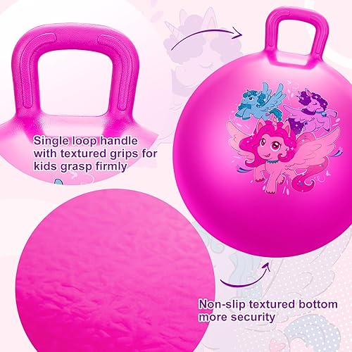 Miniatura 6 de ZOOJOY Bola de tolva para niños, bola inflable de 18 pulgadas con asa, unicornio rosa, juguetes para niñas para interiores y exteriores, juego de