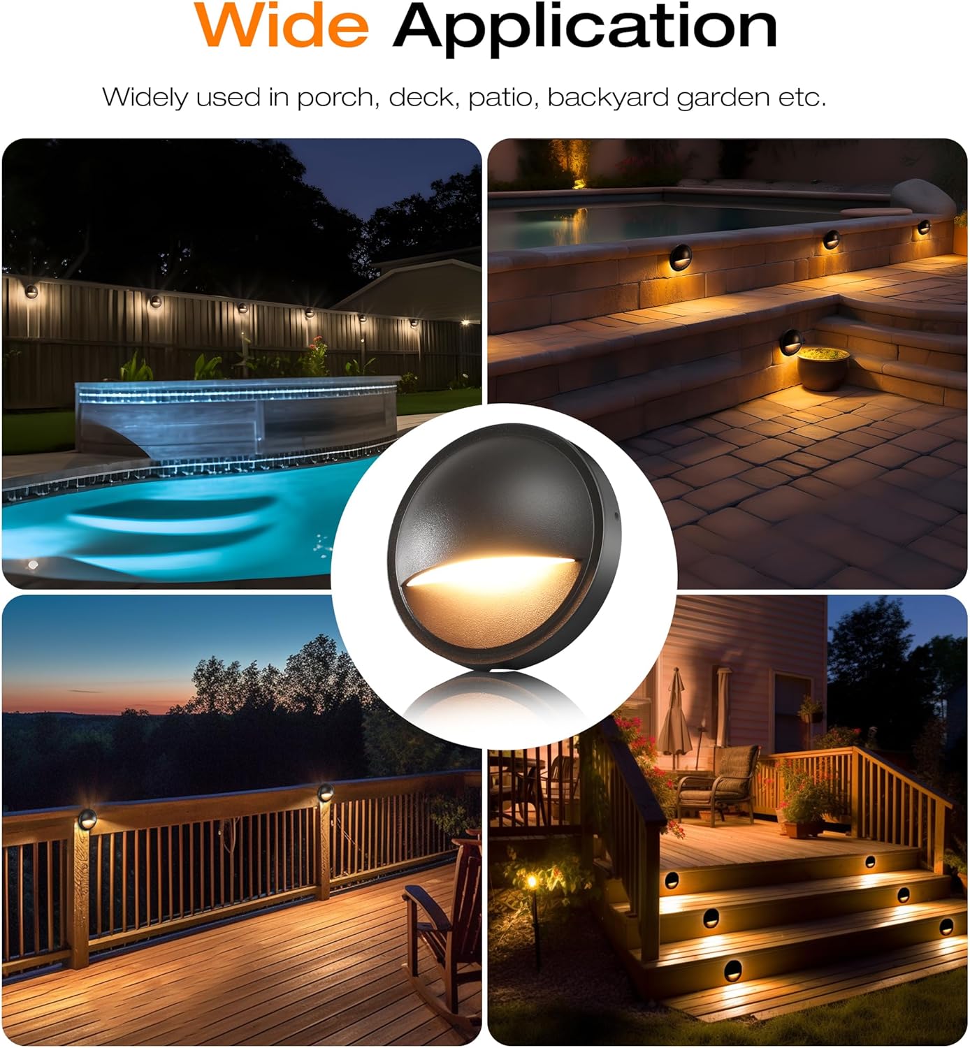 CLOUDY BAY [12 Pack] 3CCT Low Voltage LED Deck Lights Outdoor,2700K/3500K/5000K Selectable,Landscape Step Stair Railing Fence Light Wired,3W,12V-24V AC/DC Deck Lighting Fixtures