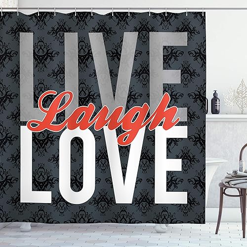 Fabric Shower Curtains With Words Amazon Com