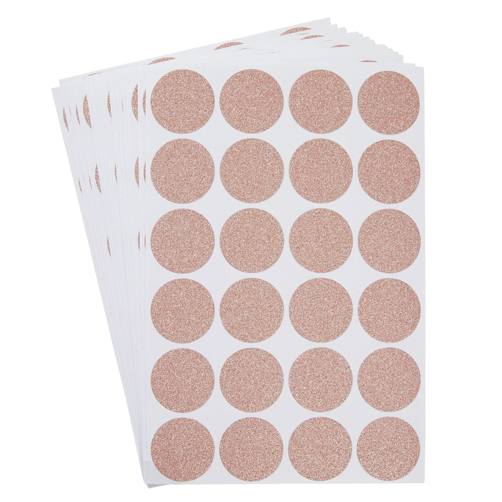 Stockroom Plus 360-Pack 1-Inch Round Glitter Dots, Sparkle Stickers for Wedding, Birthday, and Graduation Invitations, Adhesive Envelope Seal Stickers, DIY Crafting Supplies (Rose Gold)