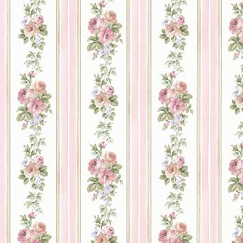 Small Rose Stripe Wallpaper