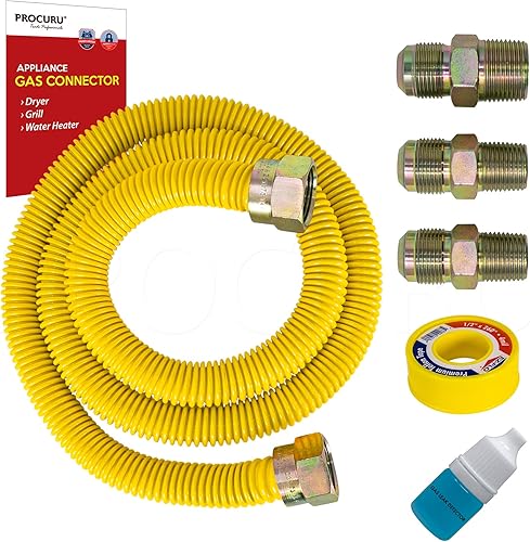 PROCURU Kit de conector flexible de gas de acero inoxidable resistente a la intemperie de 12 pulgada de diámetro exterior x 48 pulgadas de largo, PROCURU Kit de conector flexible de gas de acero inoxidable resistente a la intemperie de 12 pulgada de diámetro exterior x 48 pulgadas de largo,