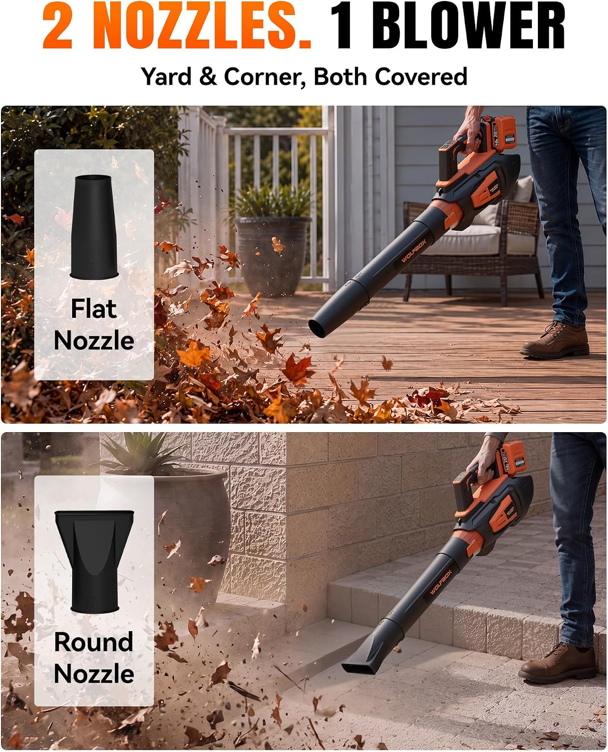  MT600 Cordless Leaf Blower, 620 CFM 150 MPH, 2 Batteries | 40V System, Dual-Port Charger, Push-Button 4-Speed Control, 2 Nozzles, Shoulder Strap, Car Detailing & Lawn Care thumbnail