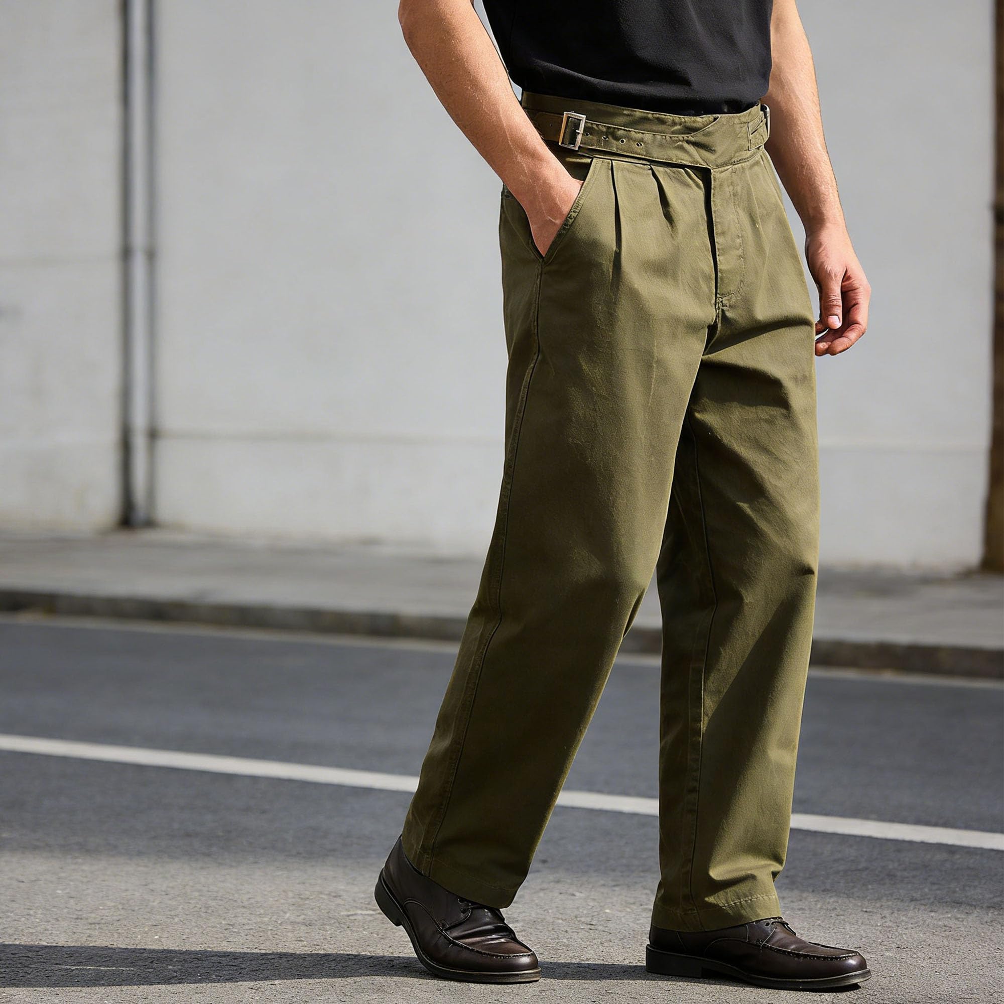 Pantaloni da Uomo Slim Fit Dritti Casual Eleganti con Risvolto Classico Business Casual