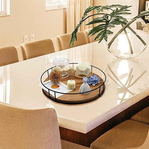 Miniatura 6 de Organizador de tocadiscos de madera de 12.5 pulgadas Lazy Susan para mesa, encimera, gabinete, despensa, cocina, ordenado y organizado (carbonizado)