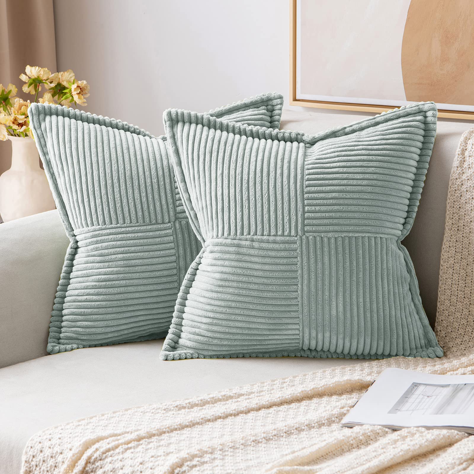MIULEE 2er Set Kordsamt Kissenbezüge Samtkissen Weich Dekokissen Dekorativ Kissenbezug Modern Kissenhülle Sofakissen Zierkissen Couchkissen für Wohnzimmer Schlafzimmer