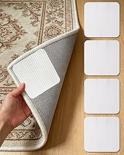 Antirutschmatte für Teppich 4 Stück, Teppich Antirutschunterlage, Antirutsch Pads, Antirutschmatte mit Vacuum Tech, Zum Schutz vor Kräuseln, für Fliesen & Parkett- 10x10cm Weiß