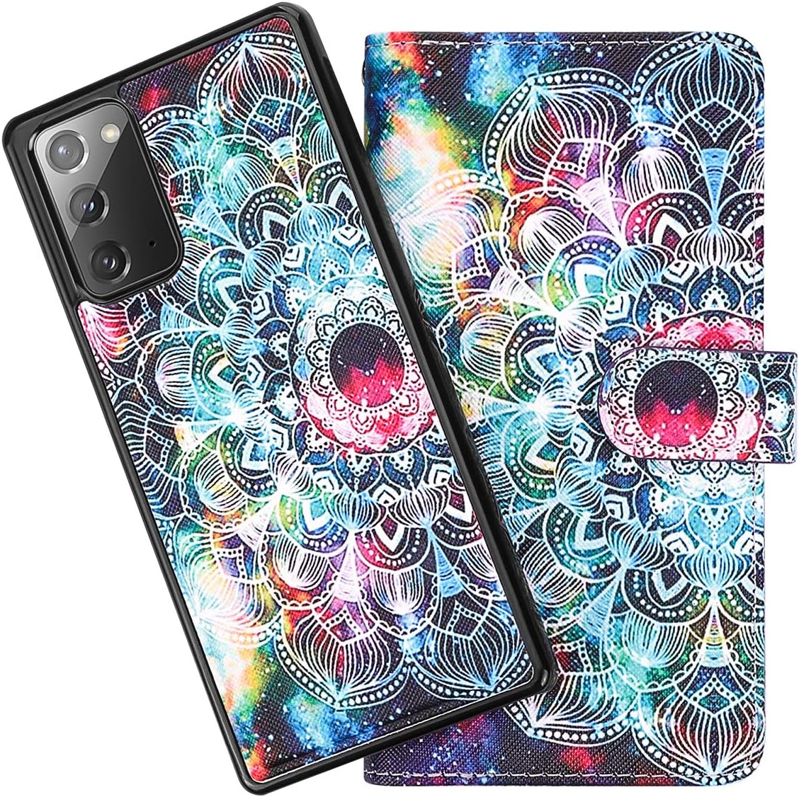 Vofolen for Galaxy Note 20 Case 5G 2-in1 Wallet Cover Magnetic Detachable Folio PU Leather Flip Case Multiple Card Holder Slot Strap Protective Slim Hard Shell for Samsung Note 20 6.7 (Mandala Purple)