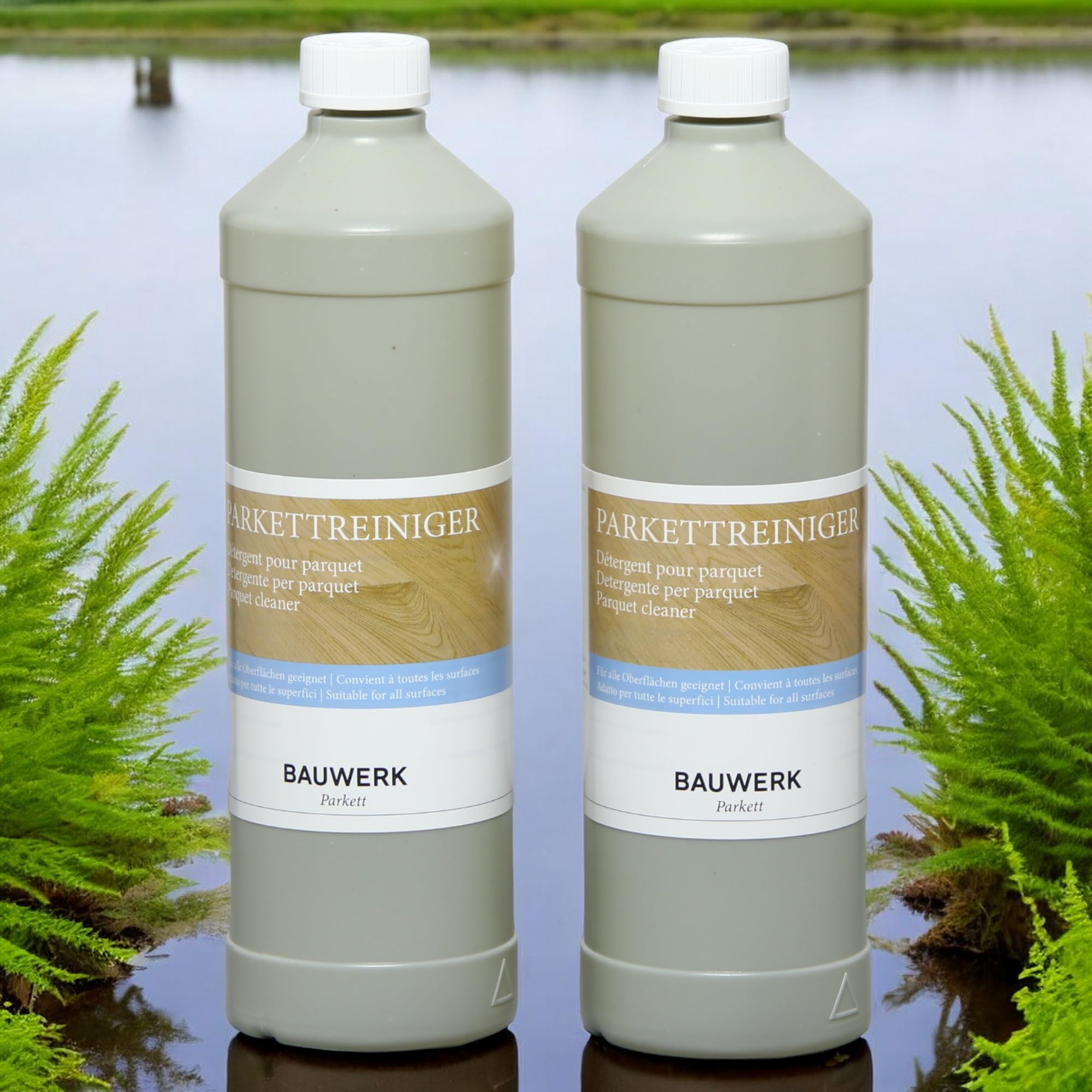 HPS® Sparset 2x1Liter Bauwerk Parkettreiniger für geöltes und versiegeltes Bauwerk Parkett - inklusive Reinigungspad