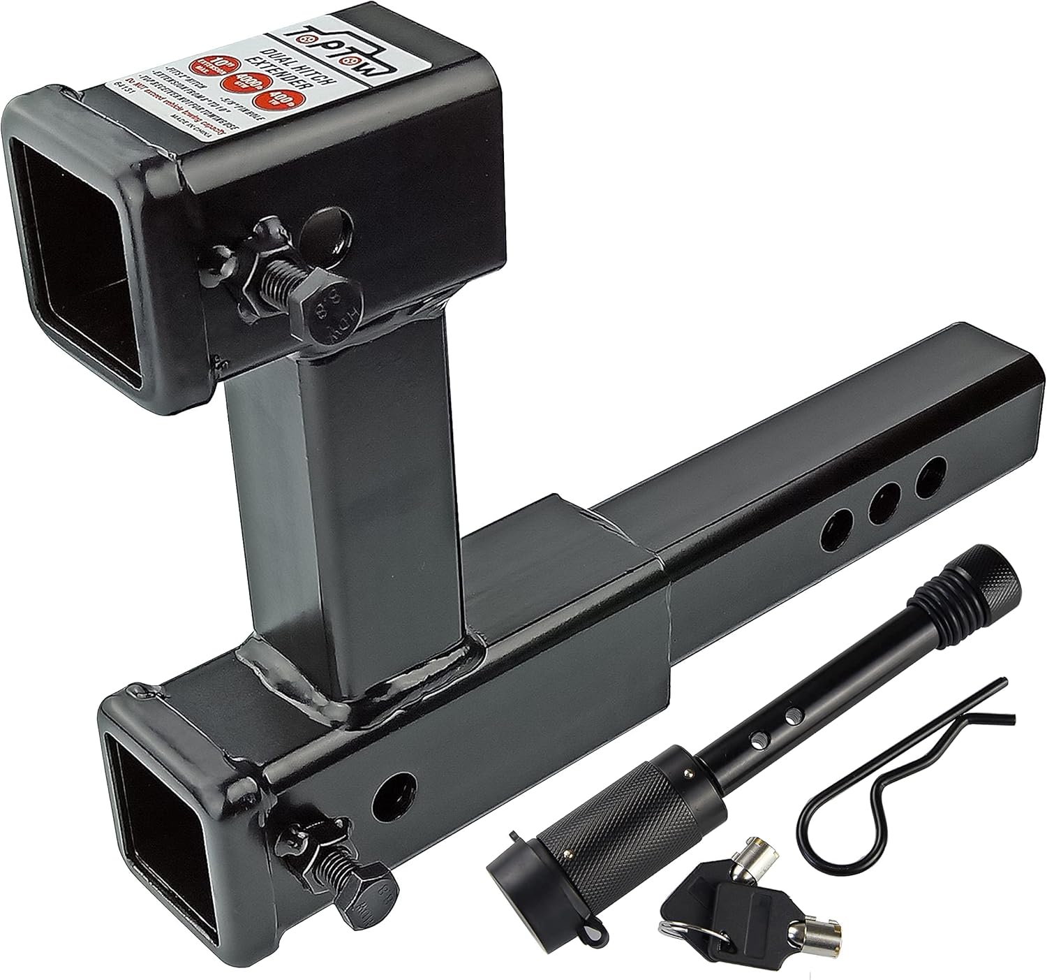 TOPTOW Dual Hitch Extension, Extender to 10 inch Max