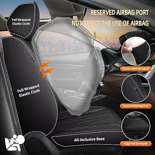 Miniatura 4 de AOMSAZTO Funda de asiento de automóvil, compatible con Chevrolet Cruze 2011-2019, funda de cojín de cuero para automóvil, juego completo de 5 fundas