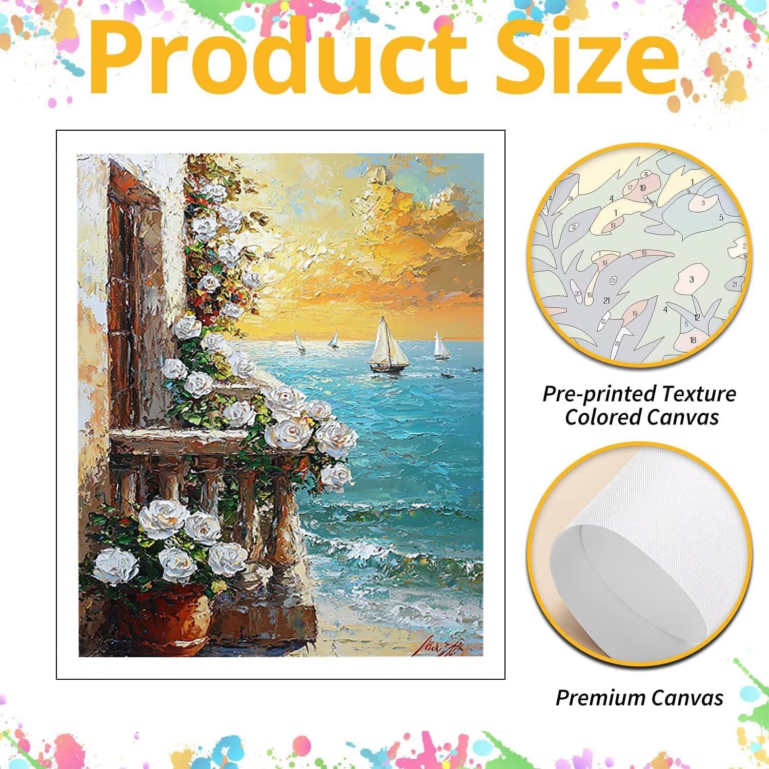 WEISHIWE Vista marina Dipingere con i Numeri per Adulti, 70x90cm a-293 | Pittura a Olio Kit, fai da te Quadri da Dipingere Numerat, Adulti Bambini Hobby Creativi,Pittura Adulti Decora la Casa Regalo