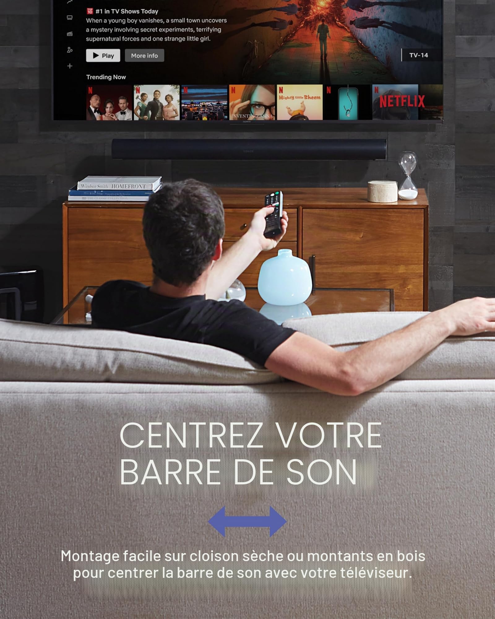 Sanus Support Mural Extensible conçu pour Barre de Son Sonos Arc – Profil Bas et Design d'amélioration Audio pour Dolby Atmos -OSSAWM1-B2