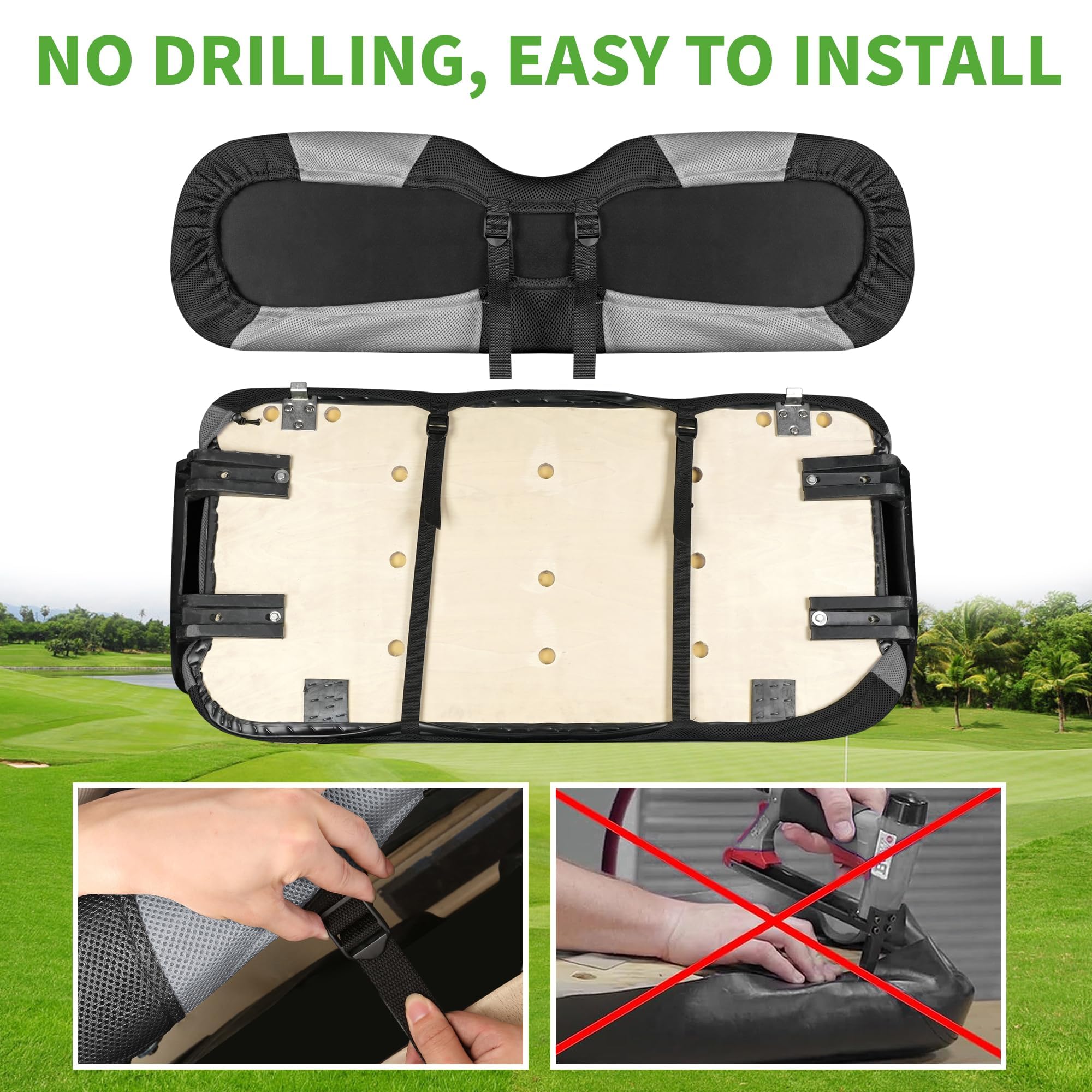 10L0L Coprisedili universali per carrello da golf, per EZGO TXT/RXV & Club Car DS/Precedenti, traspiranti, con retro antiscivolo, comfort per tutte le stagioni (non per Yamaha