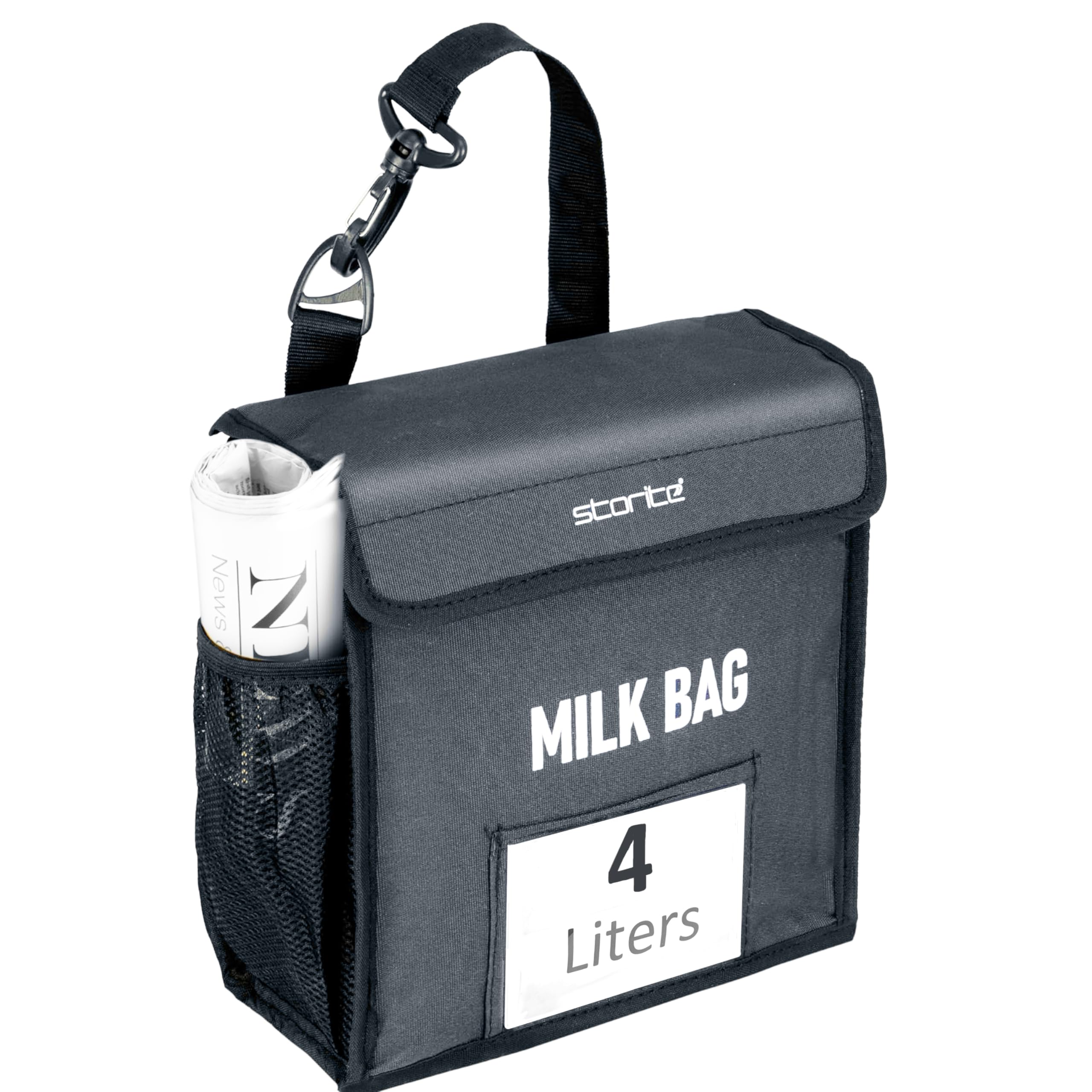 Storite Milk Bag for Door Hanging - Insulated and Waterproof Storage for Milk Sachets, Bottles, Outdoor Gate Delivery Basket Box with Pocket for Notes and News Paper (Grey, Small (23x11x23cm))-image-18