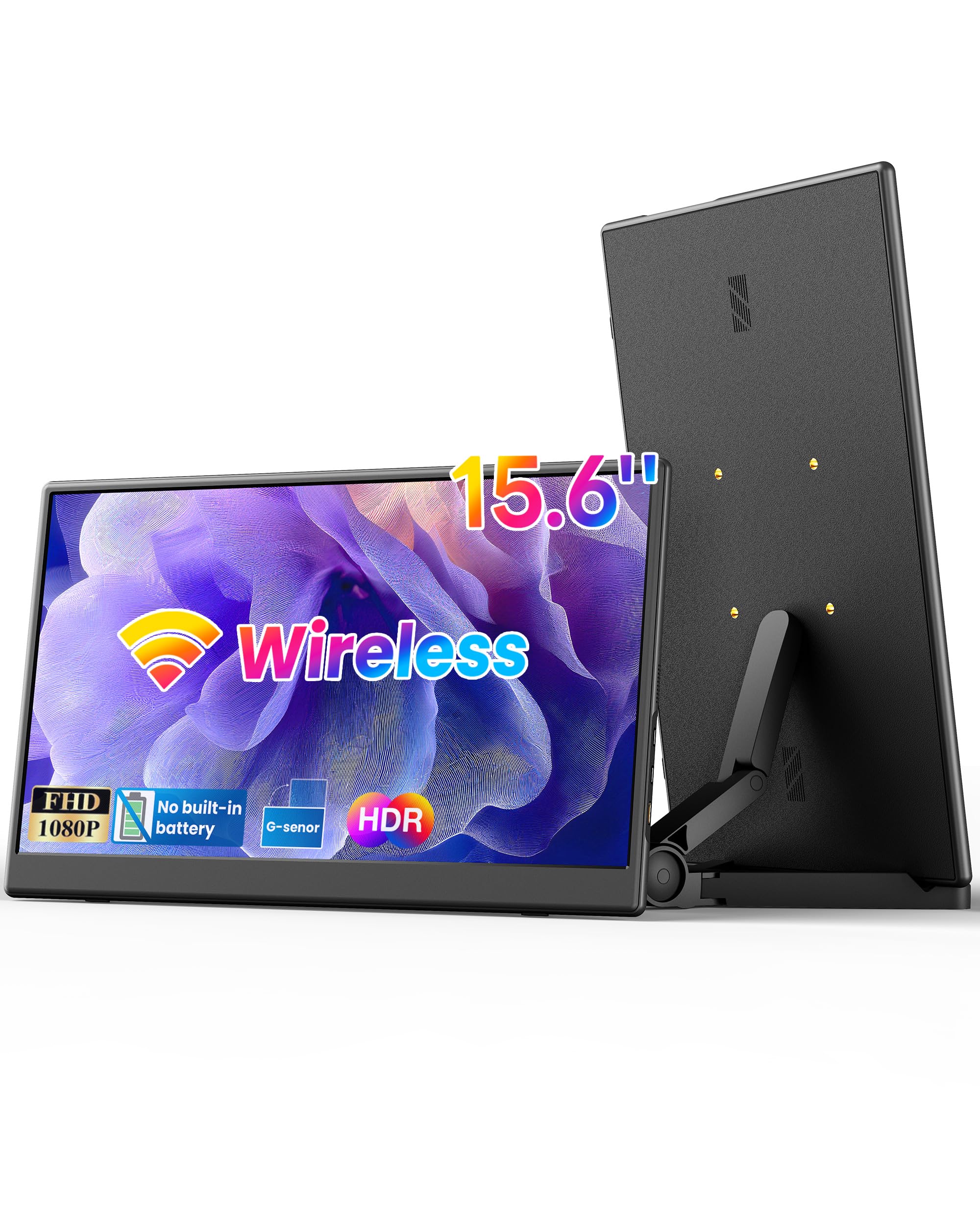 15,6 "Portatile Monitore Senza fili WiFi 1080P (2026) IPS | Estensione Dello Schermo Laptop Supporta AirPlay/ Miracast ,HDMI,USB C per PC/Cellulare /PS3/4 Wireless Portatile Monito