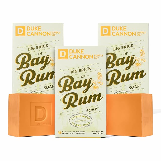 Duke Cannon Supply Co Big Brick of Soap for Men Bay Rum Citrus Musk Cedarwood Scent Extra Large