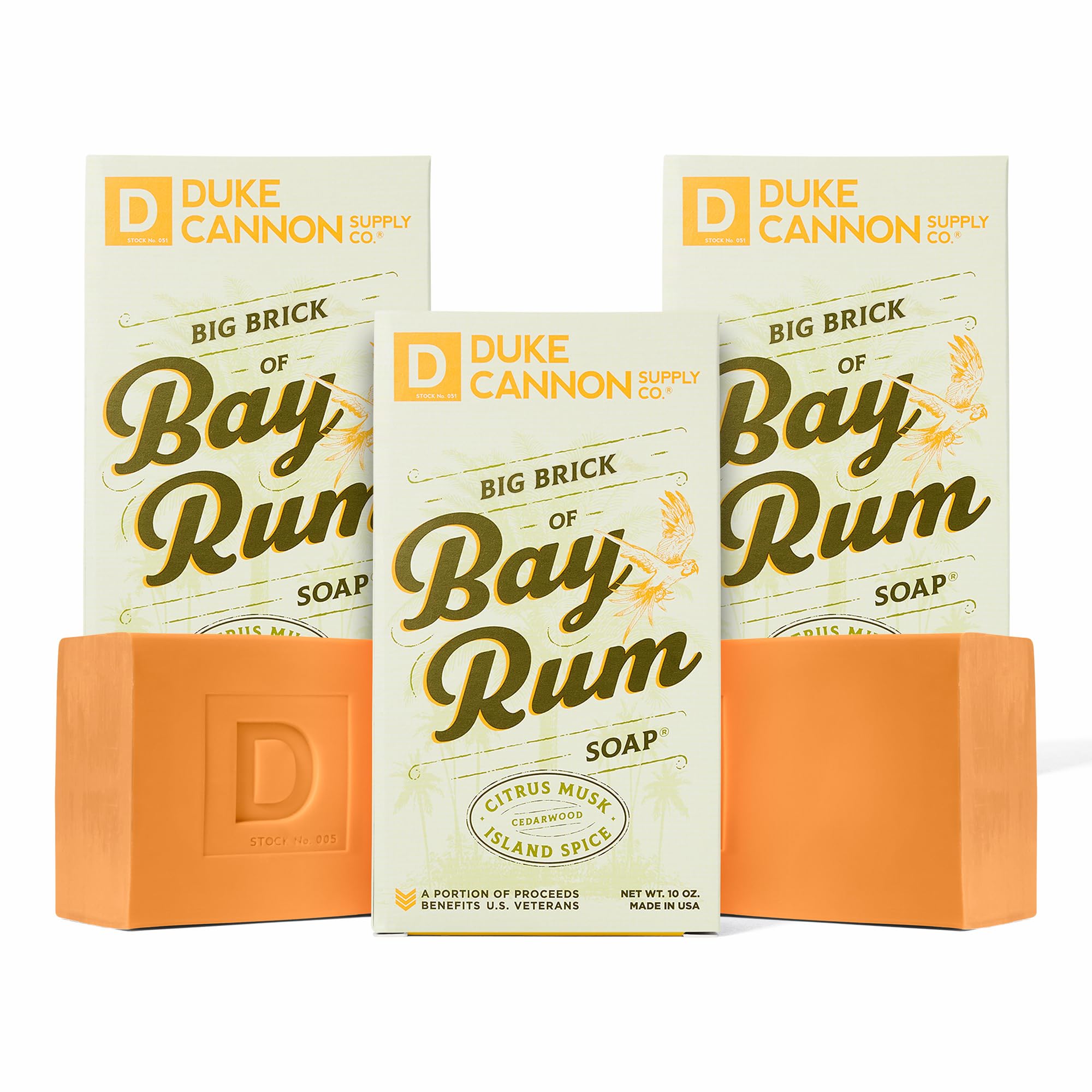 Duke Cannon Supply Co. Big Brick of Soap for Men – Bay Rum, Citrus Musk & Cedarwood Scent, Extra Large 10 oz Bars, 3-Pack