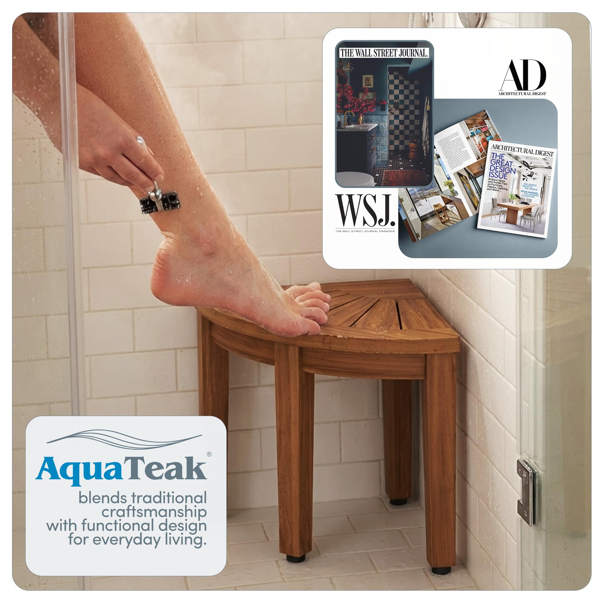 AquaTeak Reposapiés Kai OptiAREA de esquina de teca de 30,48 cm