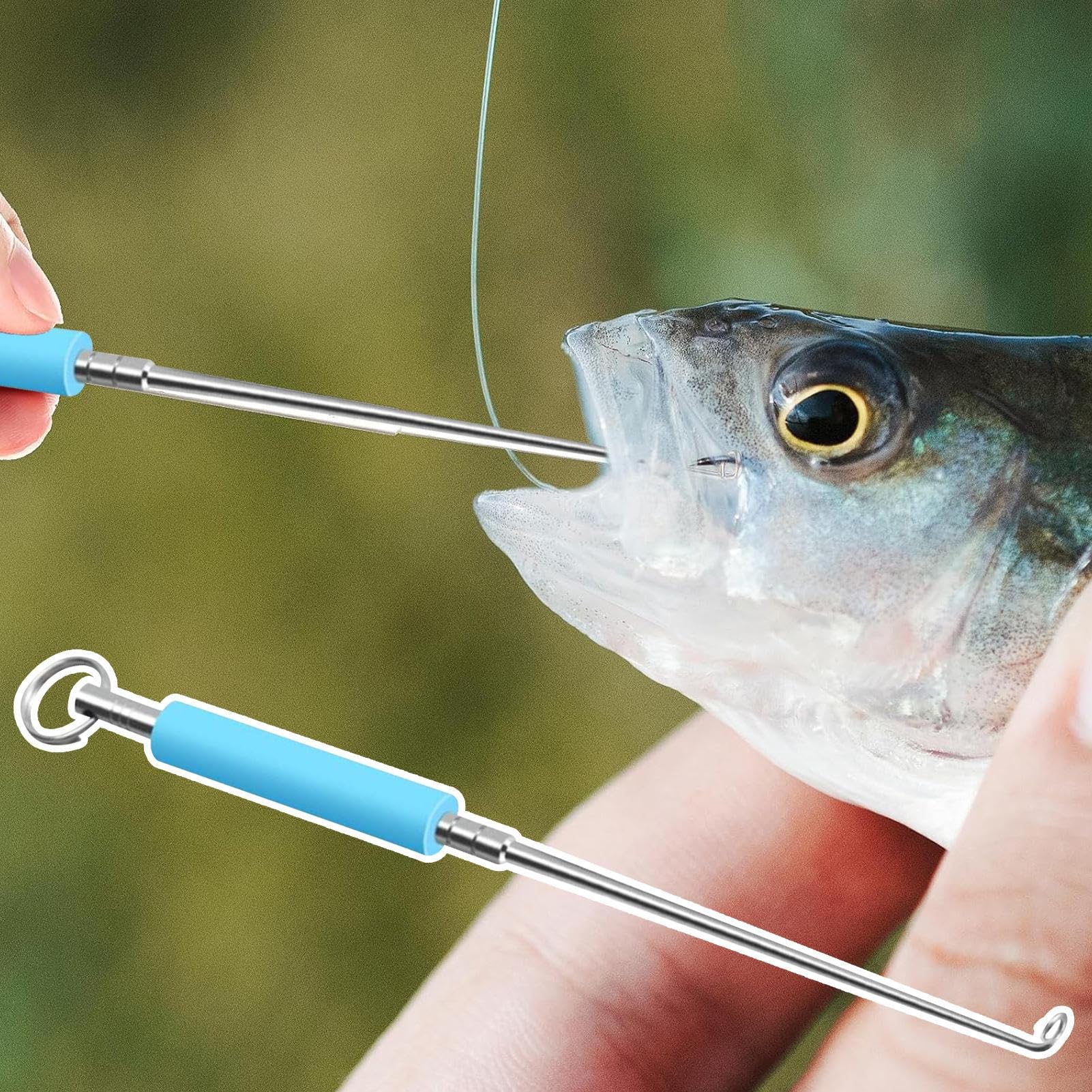 Outil de retrait d'hameçon en acier inoxydable | Décrocheur de poisson portable pour lac, rivière, kayak, pêcheur, chasse, poisson-chat, saumon