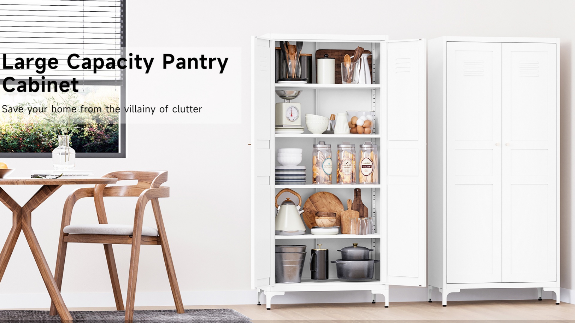 75-Inch Tall Metal Storage Cabinet With Doors & Adjustable Shelves – White Pantry Cabinet For Kitchen, Living Room, Garage