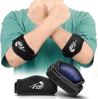 IPOW 2 PACK Tennis & Golfer's Elbow Brace, Tennis Elbow Strap with Thick Pad for Men & Women, Elbow Brace for Tendonitis and Tennis Elbow Relief, Elbow Band for Weightlifting, Pickleball, Working