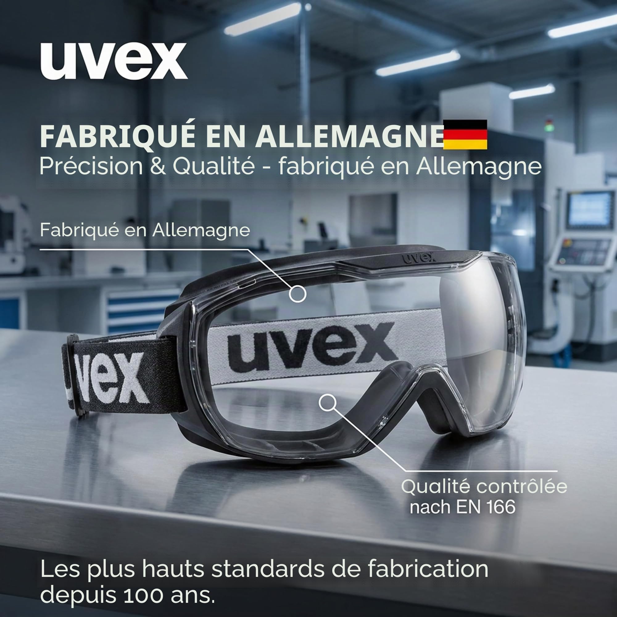 Surlunettes Uvex Megasonic pour porteurs de Lunettes - sans buée et résistantes aux Rayures