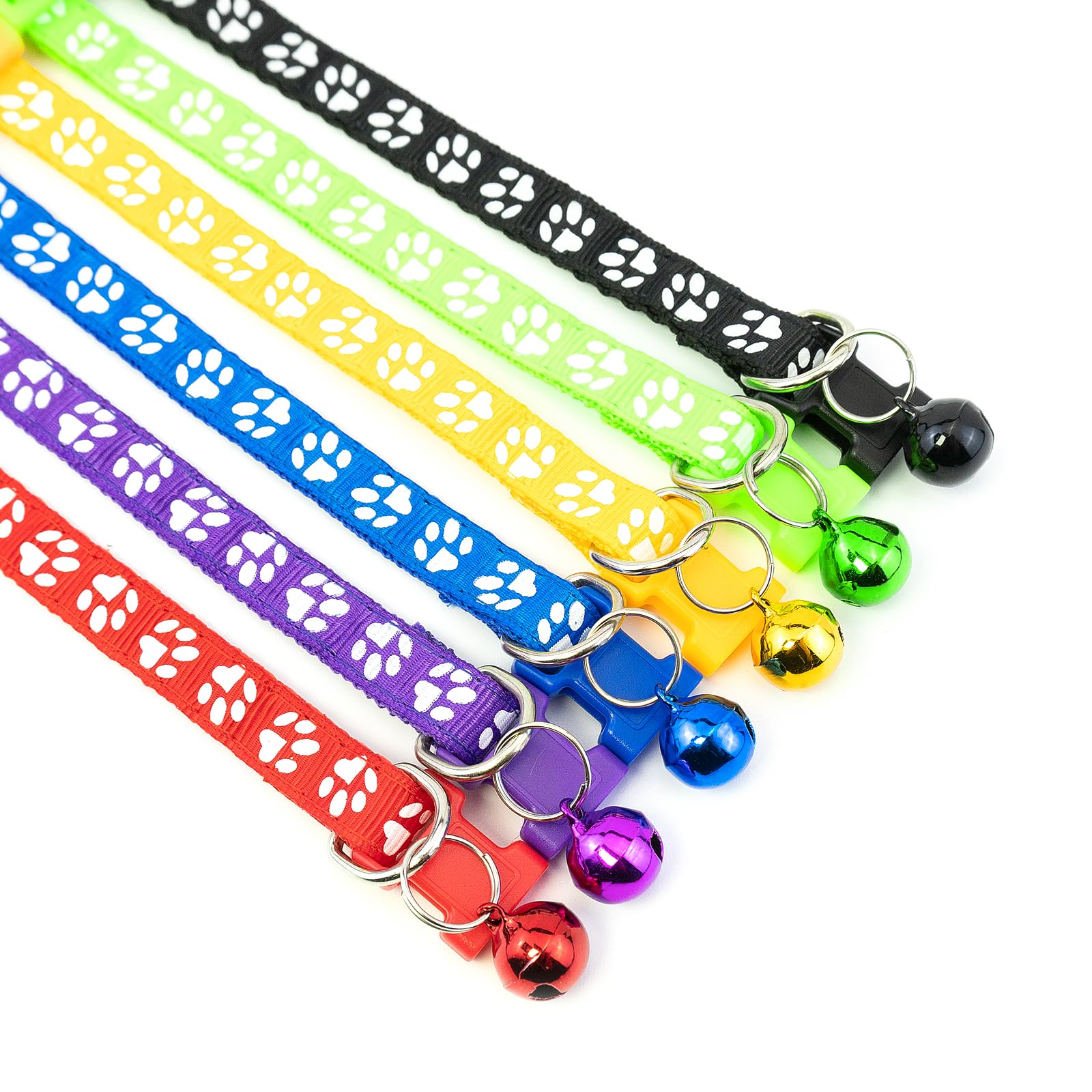 Quacc Lot de 6 colliers pour chiot, collier de mise bas coloré réglable pour chien de 19 à 32 cm, collier avec clochette pour petits chiens et chats