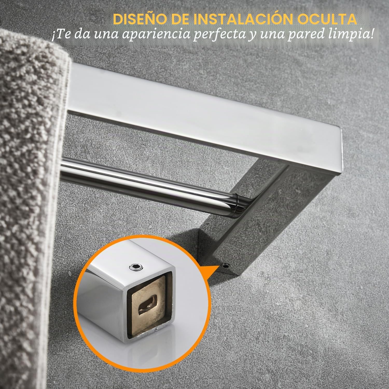 Toallero para baño montado en la pared doble toallero, 40 cm, cromo pulido, acero inoxidable Beelee BA8502C-40