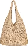 WantGor Crochet Sacs, Beach Mesh Tote Sac Femmes Epaule Shopping Sac à main Casual Voyage Sacs Sacs à hobo pliables
