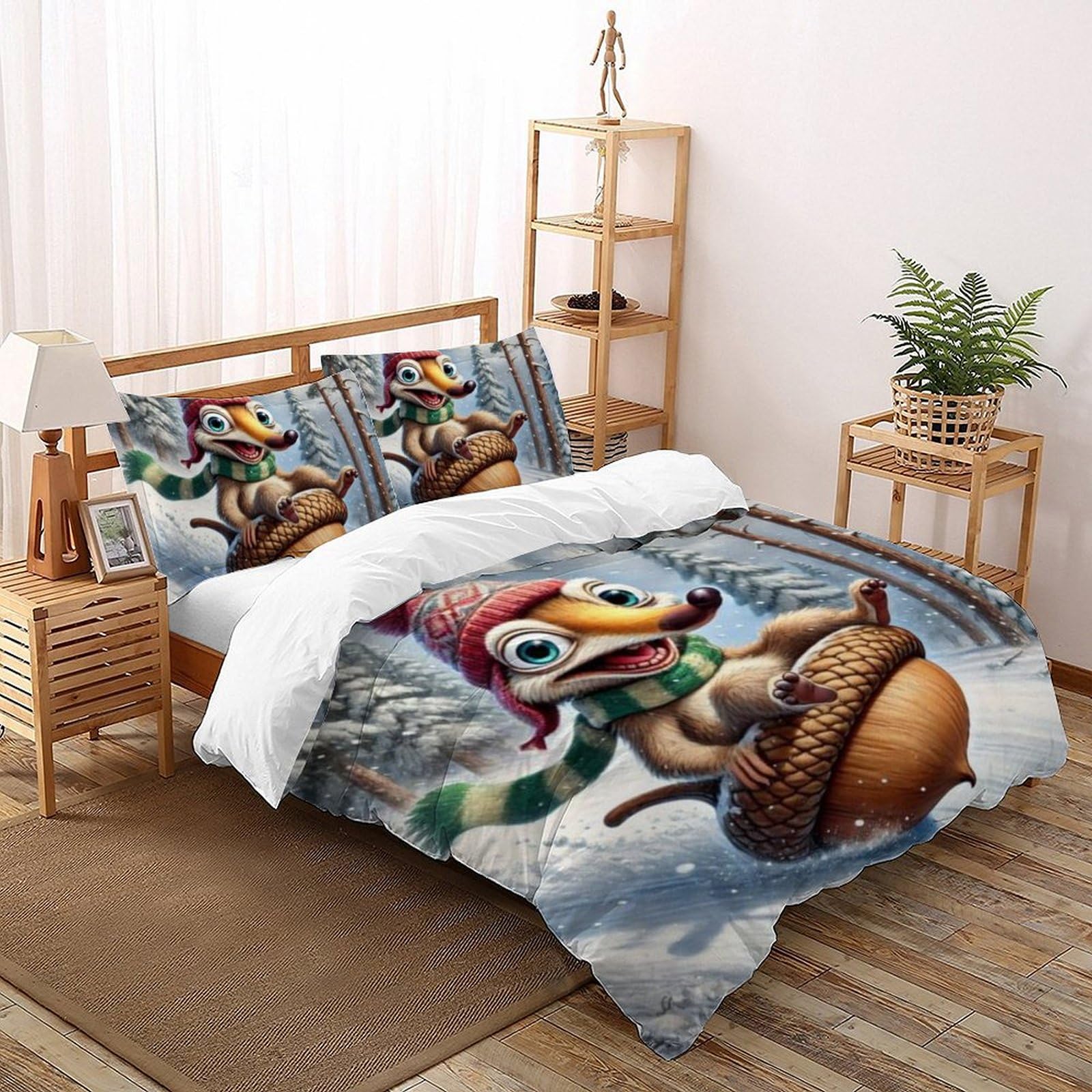 Housse de couette double écureuils de ski en microfibre 200x200