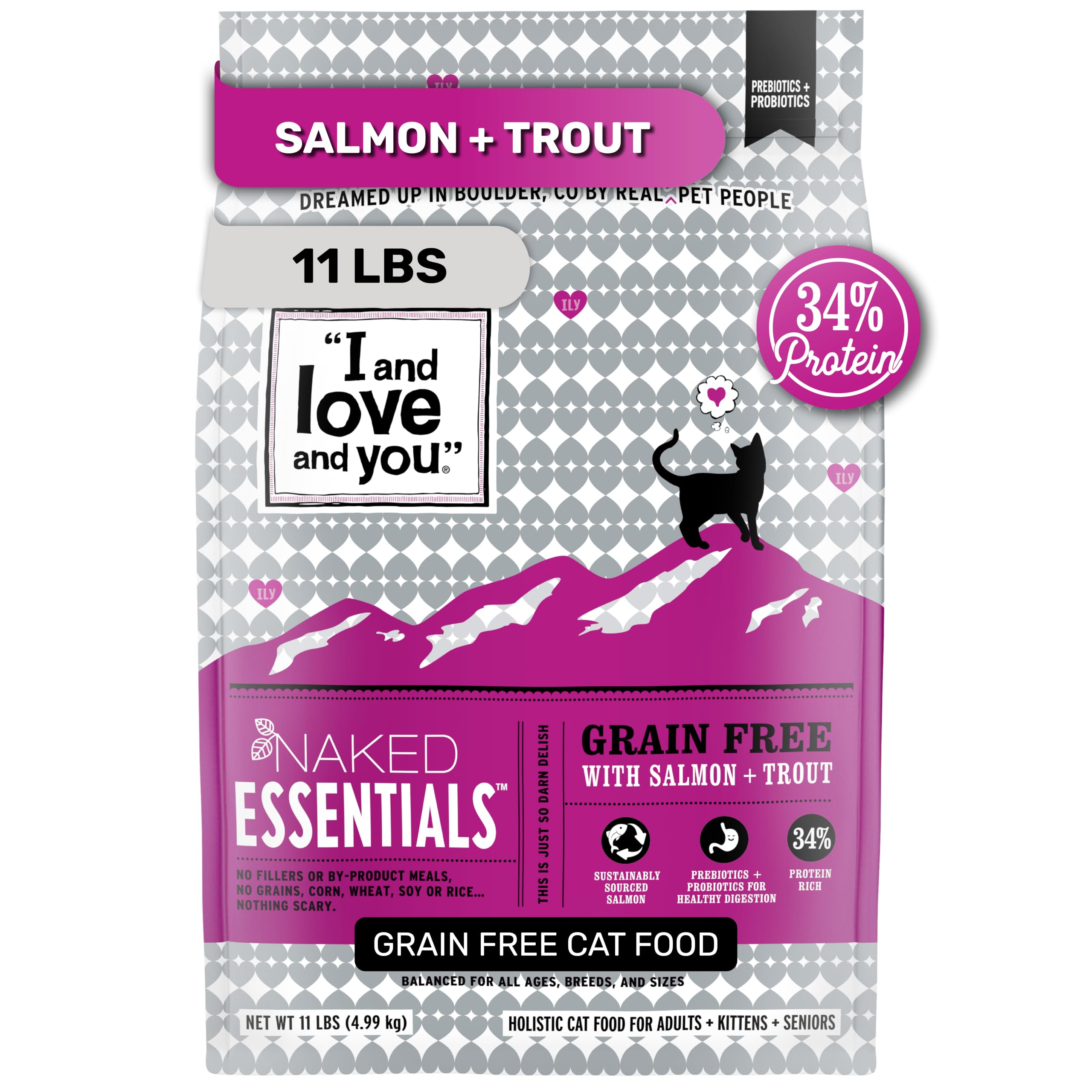 I and love and you Naked Essentials Katzentrockenfutter - Lachs + Forelle - Getreidefrei, Echtes Fleisch, ohne Füllstoffe, Präbiotika + Probiotika, 5,0 kg Beutel