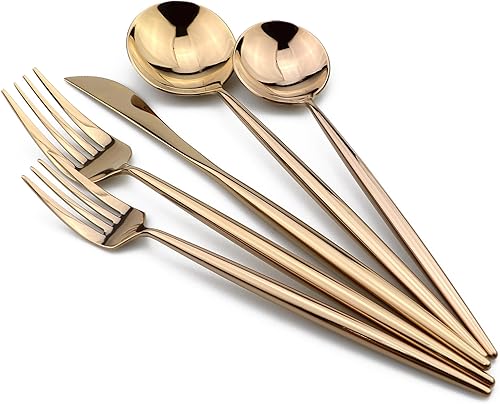 Miniatura 3 de 1810 cubertería de acero inoxidable, acabado de espejo, apto para lavaplatos, Rosa